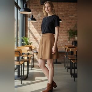 Wayf Suede Skater Skirt Brown Full Zip Womens M Concert|Date Night
